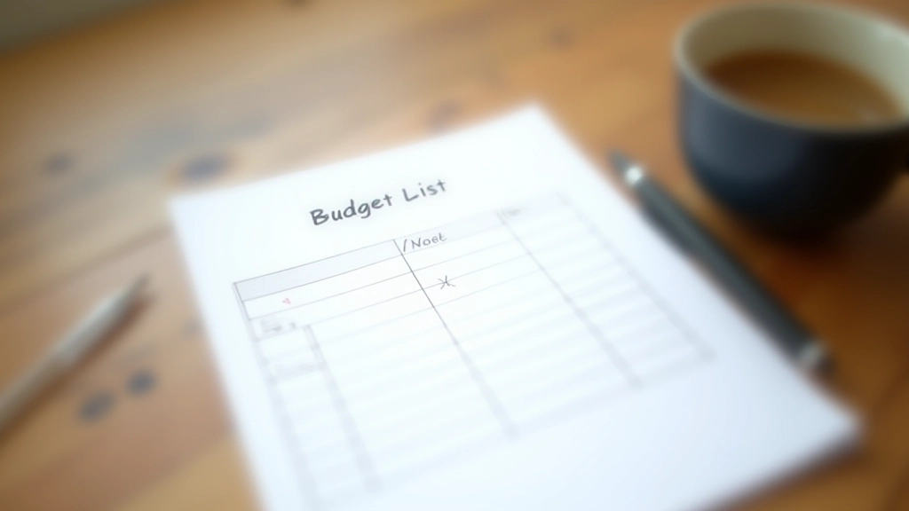 Handgeschriebenes Budget auf Papier mit verschiedenen Ausgabenkategorien